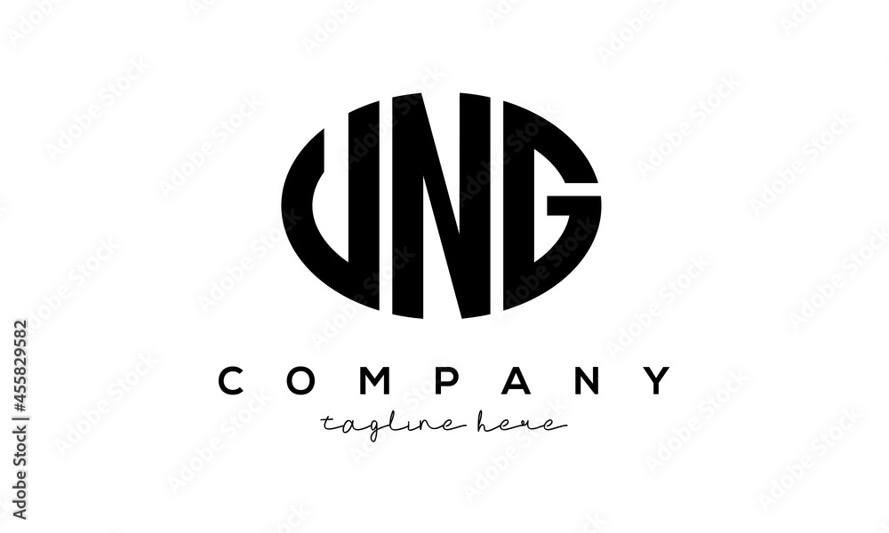 UNG three Letters creative circle logo design UNG three Letters creative circle logo design
