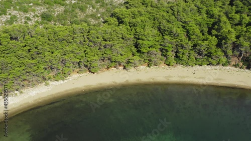 Aerial view of sandy beach Limuni on Blace Bay on Mljet Island, Croatia photo