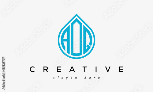 Water drop letter AOQ logo initial template vector