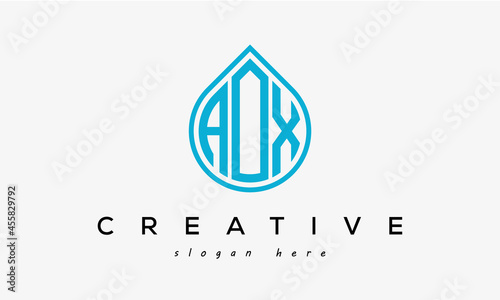 Water drop letter AOX logo initial template vector