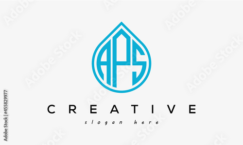 Water drop letter APS logo initial template vector