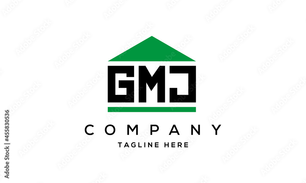GMJ three letter house for real estate logo design GMJ three letter house for real estate logo design