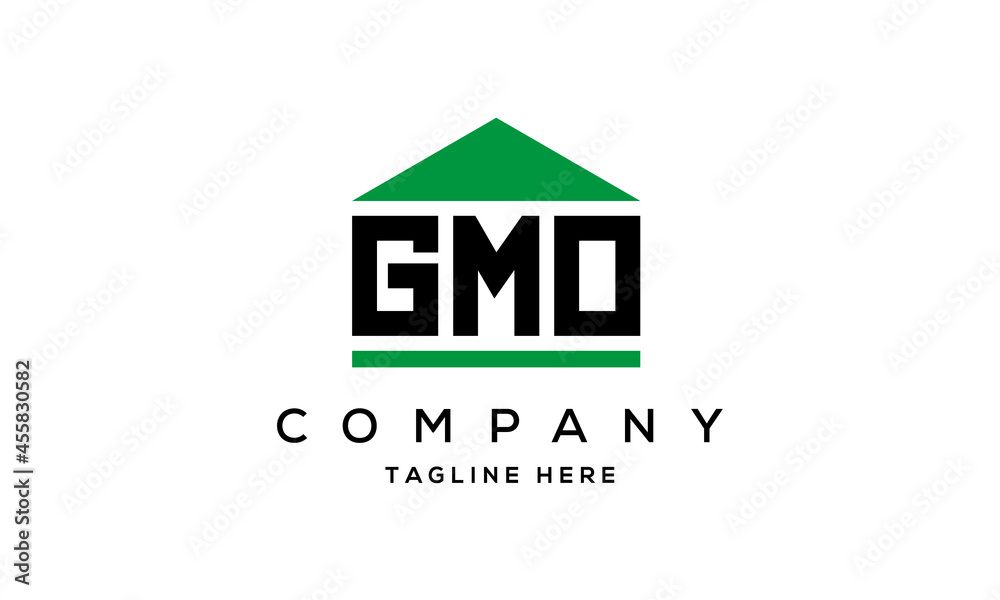 GMO three letter house for real estate logo design GMO three letter house for real estate logo design