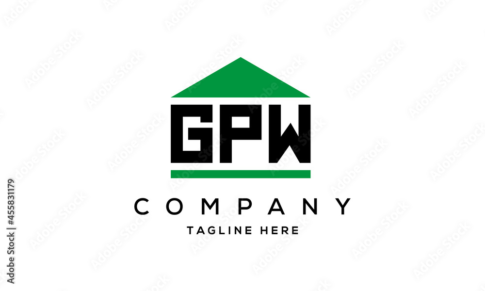 GPW three letter house for real estate logo design