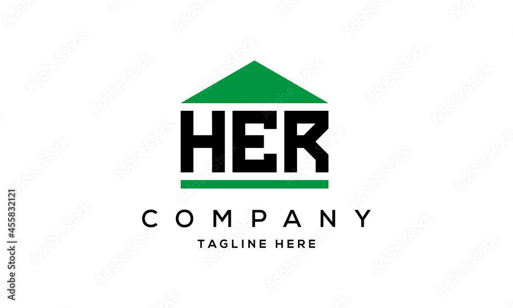 HER three letter house for real estate logo design