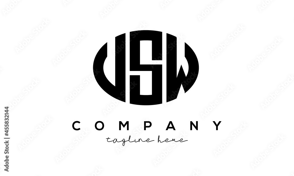 USW three Letters creative circle logo design USW three Letters creative circle logo design