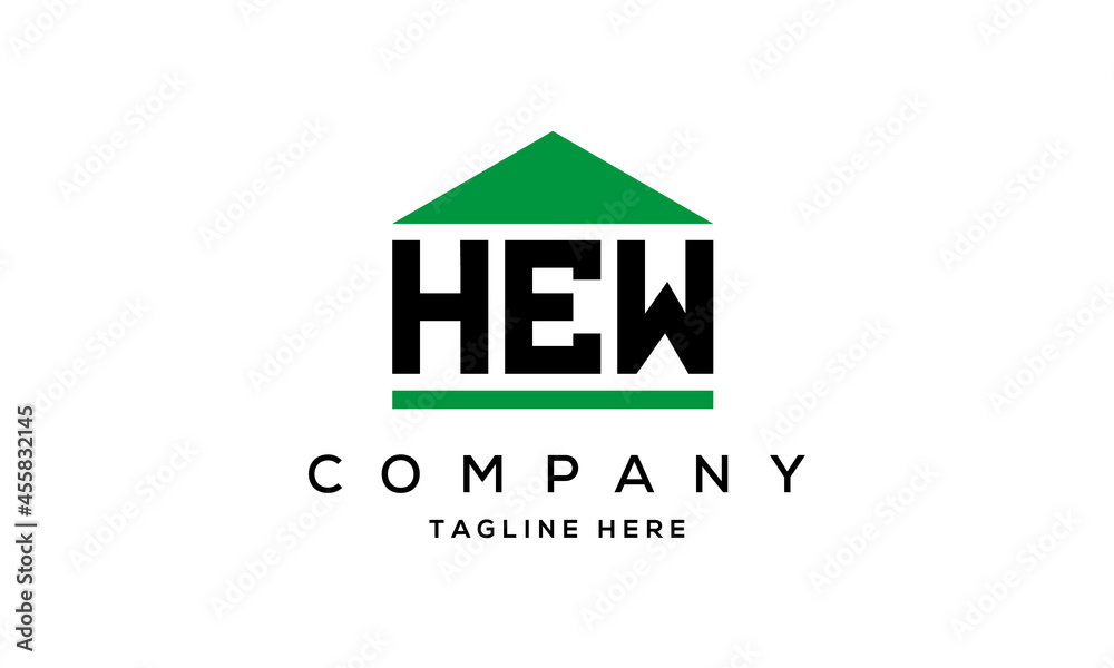 HEW three letter house for real estate logo design HEW three letter house for real estate logo design