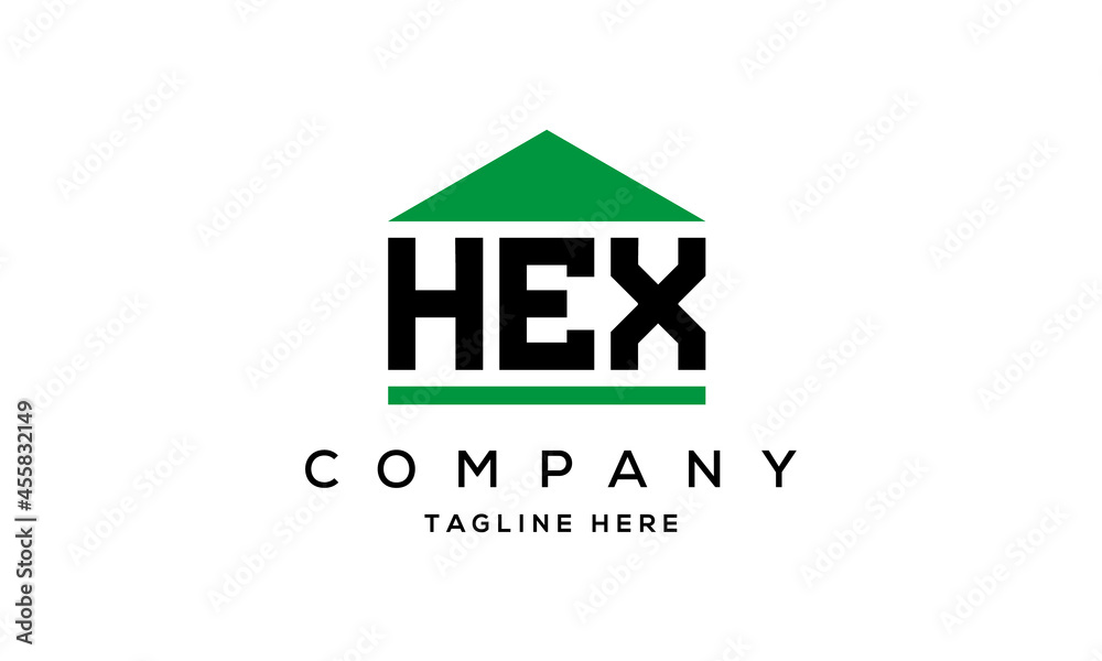 HEX three letter house for real estate logo design