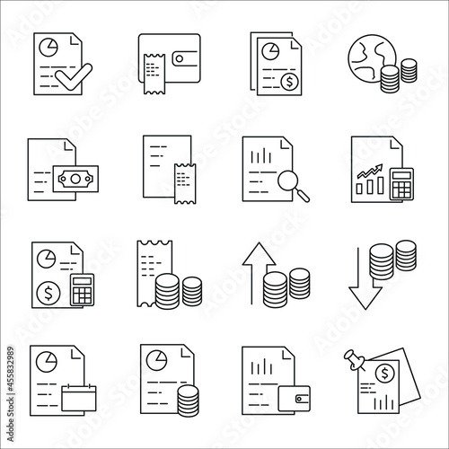 Financial Report icons set. Financial Report pack symbol vector elements for infographic web