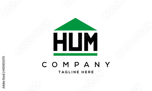 HUM three letter house for real estate logo design