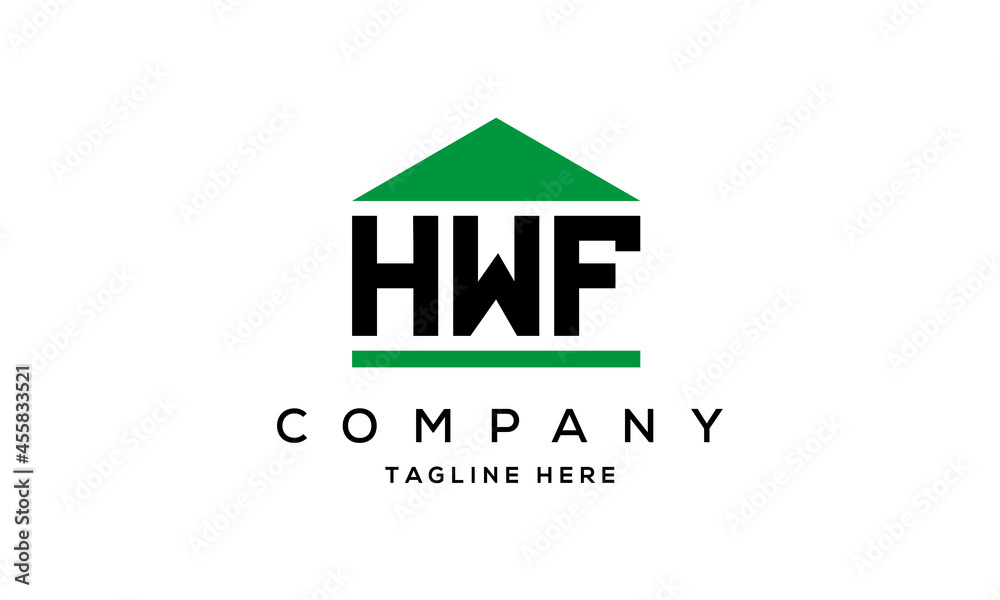 HWF three letter house for real estate logo design