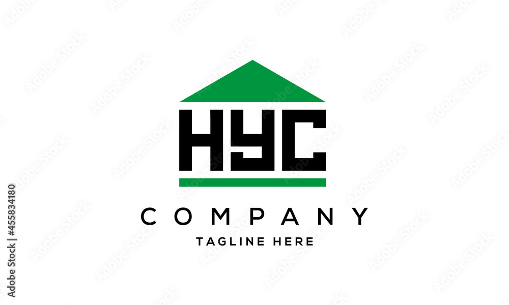 HYC three letter house for real estate logo design HYC three letter house for real estate logo design