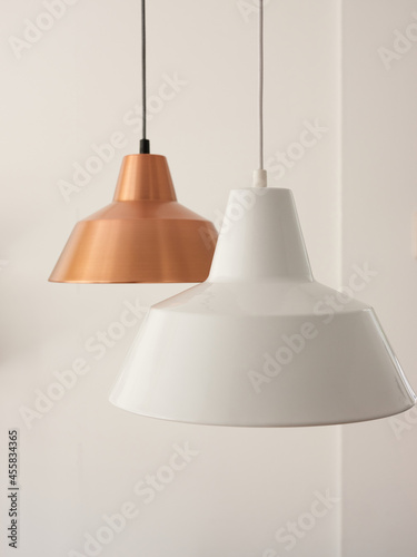 Simple pendant lamps in room photo