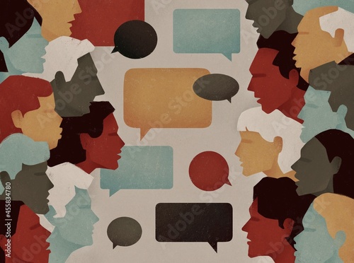 Crowd with speech bubbles