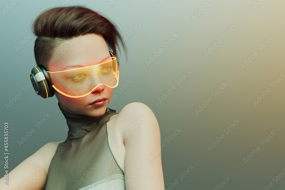 Futuristic goggles and headphones Stock Photo | Adobe Stock