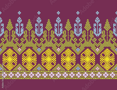 Geometric Ethnic Pattern Seamless Design used for Skirt, Carpet, Wallpaper, Clothing, Wrapping, Batik, Fabric, Print. Design of Vector Illustration Frame and Border