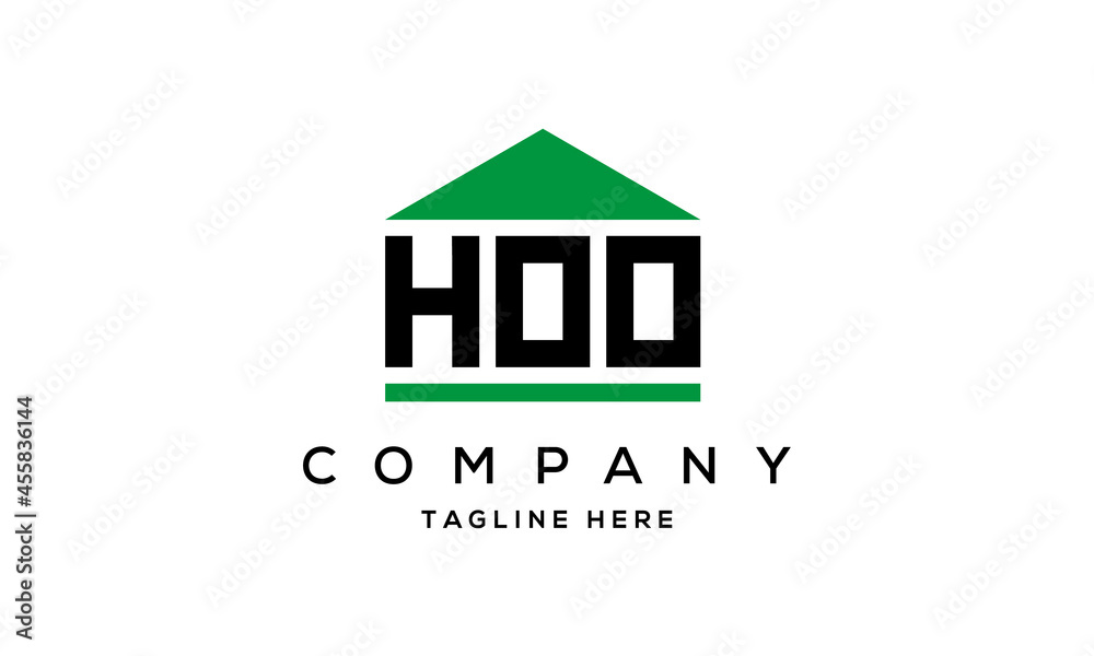 HOO three letter house for real estate logo design HOO three letter house for real estate logo design