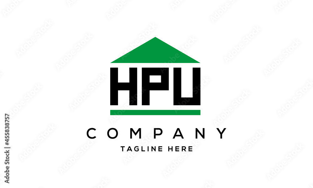 HPU three letter house for real estate logo design