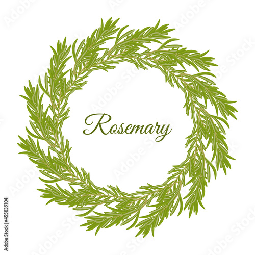 Rosemary wreath on white background