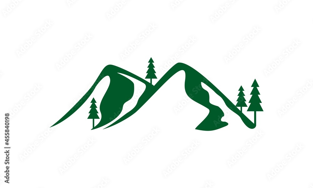 Obraz premium forest hill vector logo