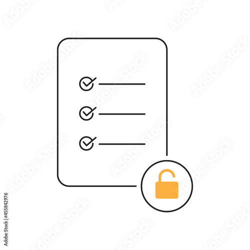 Checklist with keywords.concept of key word check list and register of decisions. vector illustration
