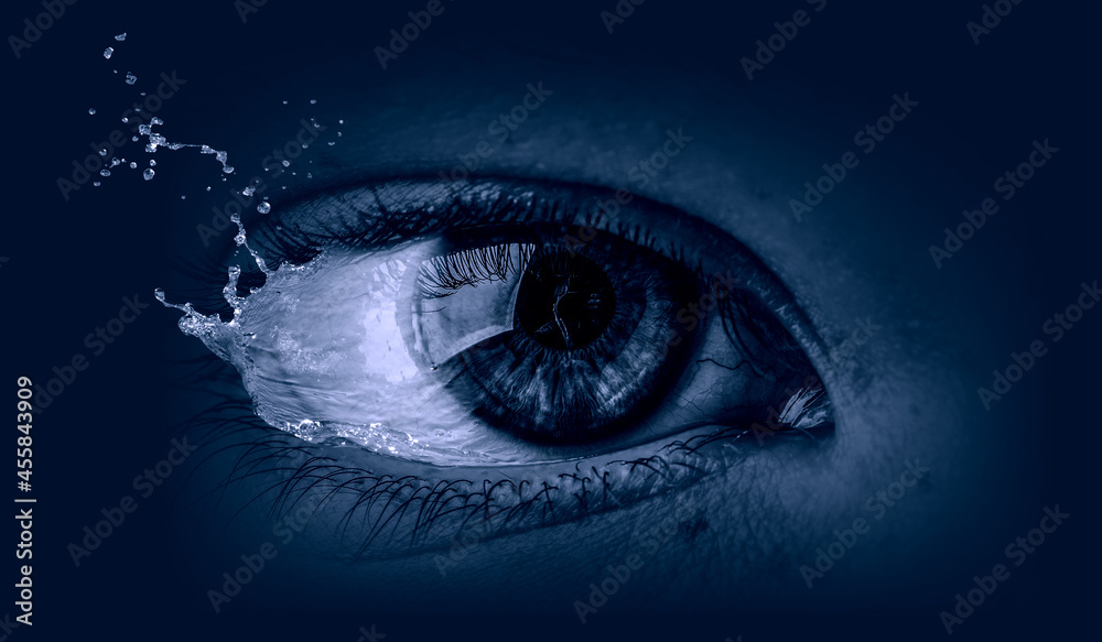 Macro image of human eye . Mixed media