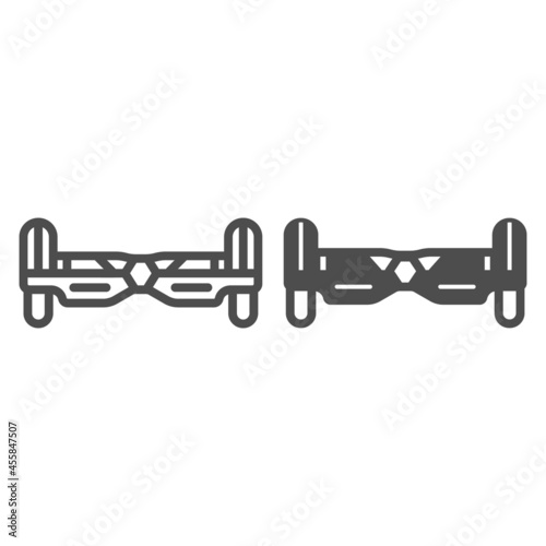 Gyroboard front view line and solid icon, electric transport concept, gyroscooter front side vector sign on white background, outline style icon for mobile concept and web design. Vector graphics.