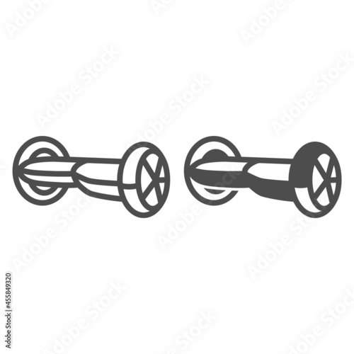 Gyroboard line and solid icon, electric transport concept, gyropad gyroscooter vector sign on white background, outline style icon for mobile concept and web design. Vector graphics.