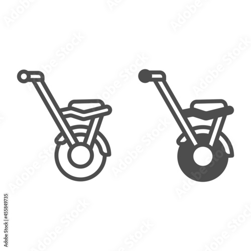 Gyro cycle line and solid icon, electric transport concept, electric unicycle vector sign on white background, outline style icon for mobile concept and web design. Vector graphics.