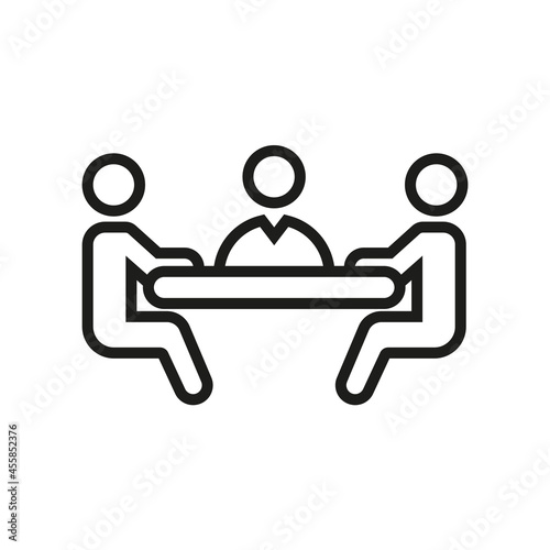 Icono de reunión de negocios. Concepto de negociación. grupo de personas. Ilustración vectorial, estilo línea negro photo