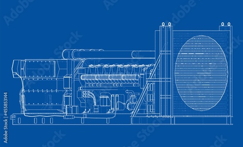 Large industrial diesel generator. Vector