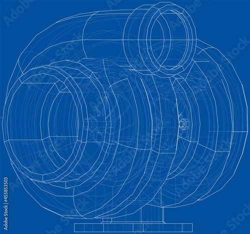 Automobile turbocharger concept outline. Vector
