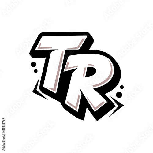 Simple Initial Logo Lettering Cartoon Grafity Black and White TR photo