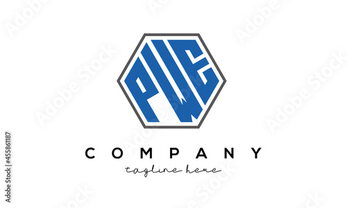 letters PWE creative polygon logo victor template	 photo