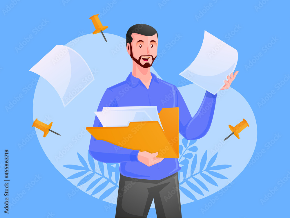 Man holding Folder with documents, business administration and data storage concept
Man holding Folder with documents, business administration and data storage concept