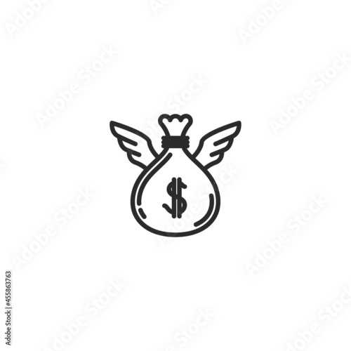 Fly Dollar Money Line Icon