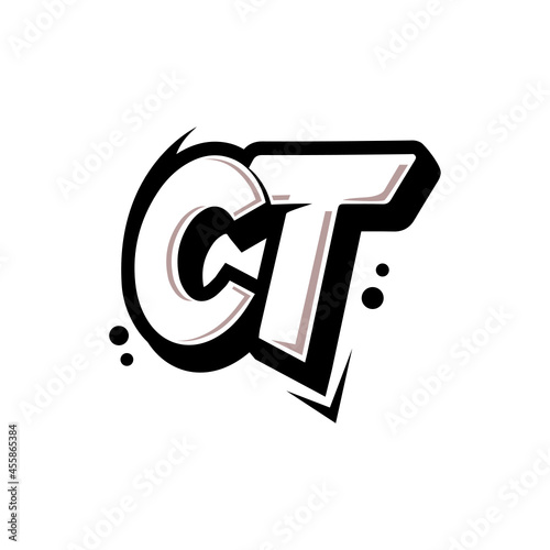 Simple Initial Logo Lettering Cartoon Grafity Black and White CT