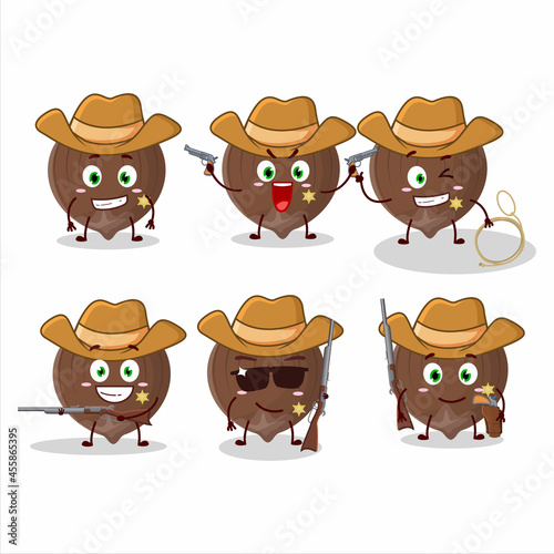 Cool cowboy hazelnut cartoon character with a cute hat