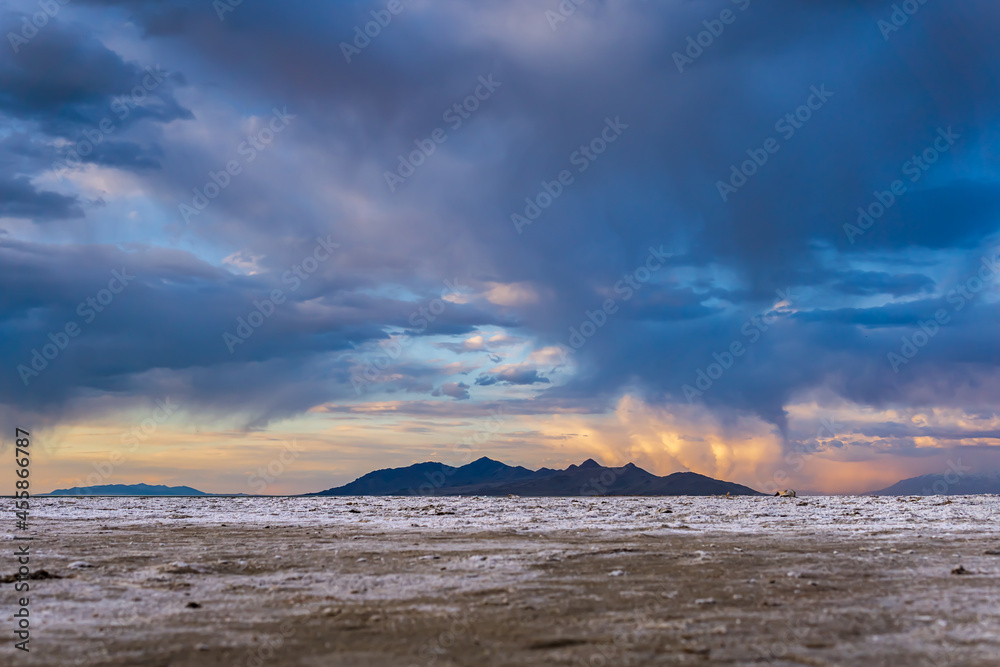 sunset over the salt flats 