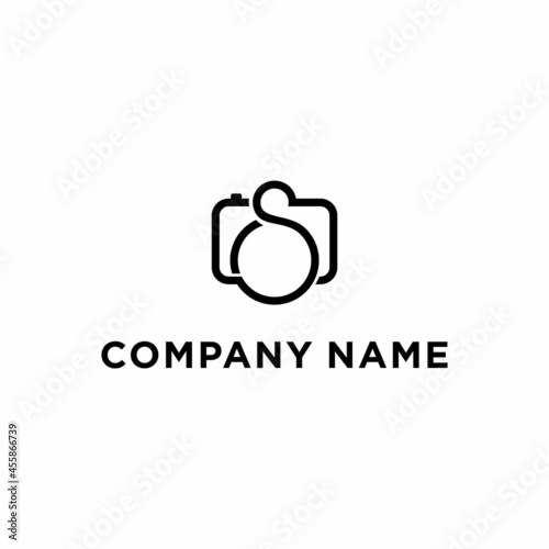 S Letter with Lens Camera Logo Stock Vector