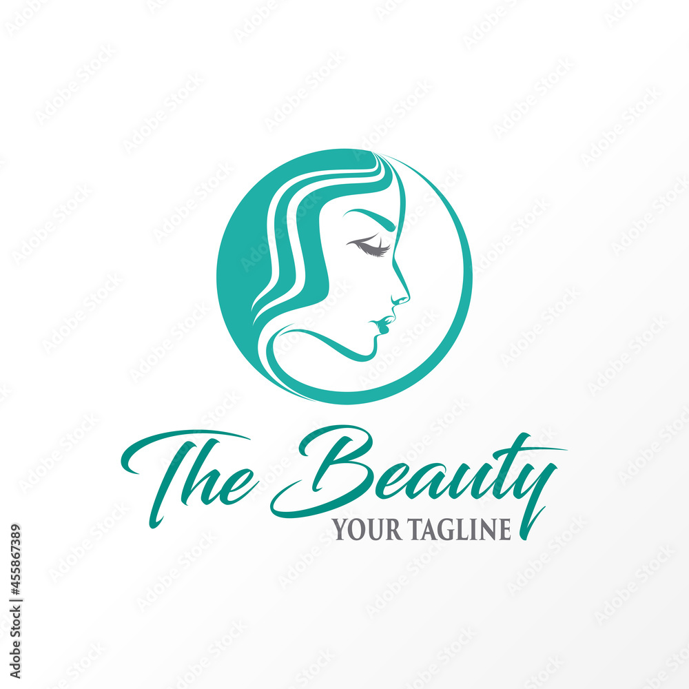beautiful Woman face in line circle image graphic icon logo design abstract concept vector stock. Can be used as a symbol related to beauty or art beautiful Woman face in line circle image graphic icon logo design abstract concept vector stock. Can be used as a symbol related to beauty or art