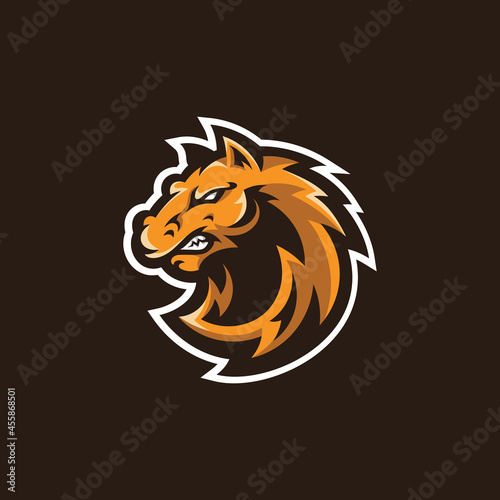 Horse Stallion Head Mascot illustration, Mustang Esport Cartoon Logo Design