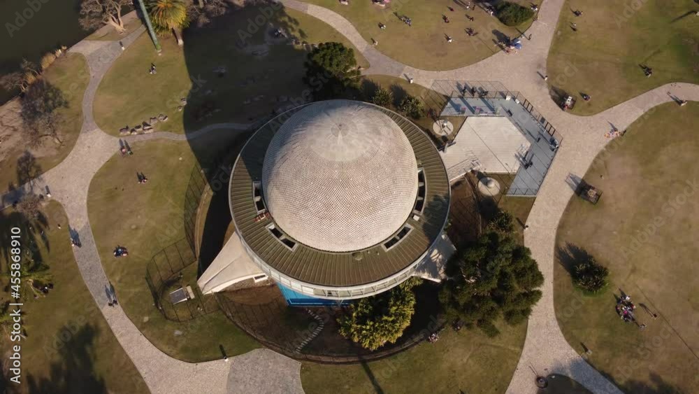 Aerial orbit shot over Planetarium at Parque Tres de Febrero during sunset,4K Aerial orbit shot over Planetarium at Parque Tres de Febrero during sunset,4K