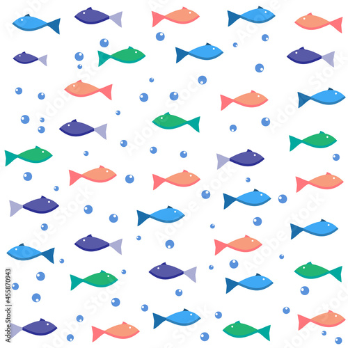 Fish seamless pattern . Background with fish.  Vector illustration.