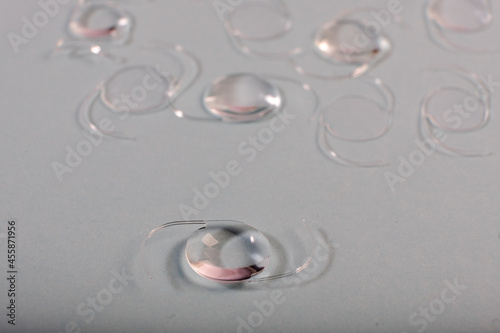 CLOSEUP PHOTO OF INTRAOCULAR LENS (IOL) FOR CATARACT SURGERY  photo