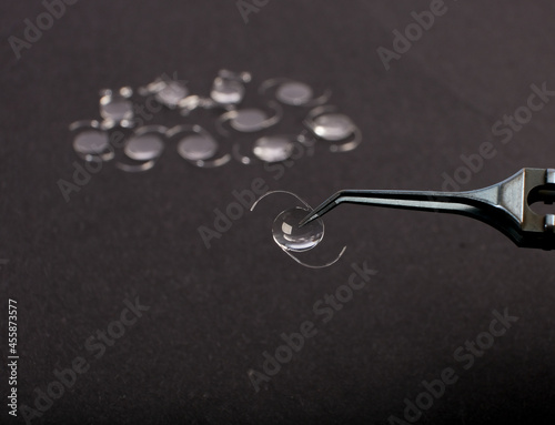 CLOSEUP PHOTO OF INTRAOCULAR LENS (IOL) FOR CATARACT SURGERY  photo