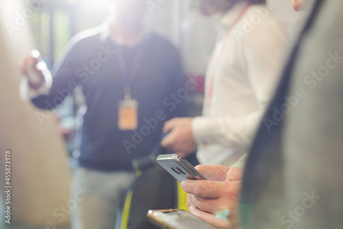 People talking during conference break