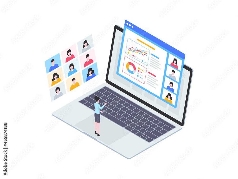 Business Presentation Isometric Illustration. Suitable for Mobile App, Website, Banner, Diagrams, Infographics, and Other Graphic Assets. Business Presentation Isometric Illustration. Suitable for Mobile App, Website, Banner, Diagrams, Infographics, and Other Graphic Assets.