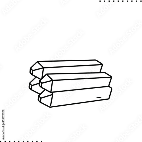 piles, stakes, construction materials, vector icon or small illustration in outlines