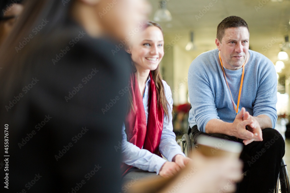 People talking during conference break